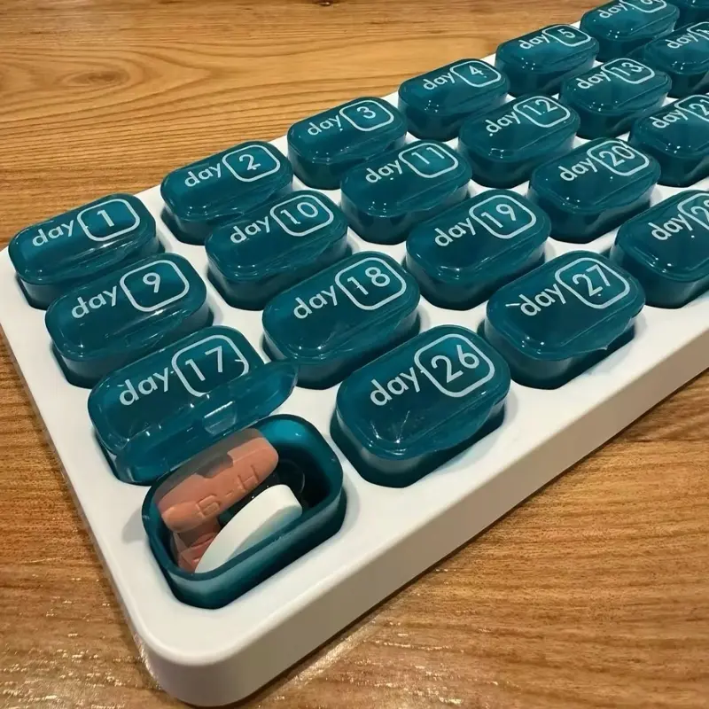 Monthly Pill Organizer - 31 Day Pill Organizer with Removable Medication Pods, Portable Pill Case Box and Holder for Daily Medicine and Vitamins, Great for Travel