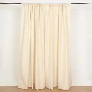 2 Pack 5ftx8ft Beige Polyester Backdrop Drape Curtains With Rod Pockets, Event Divider Panels 130GSM