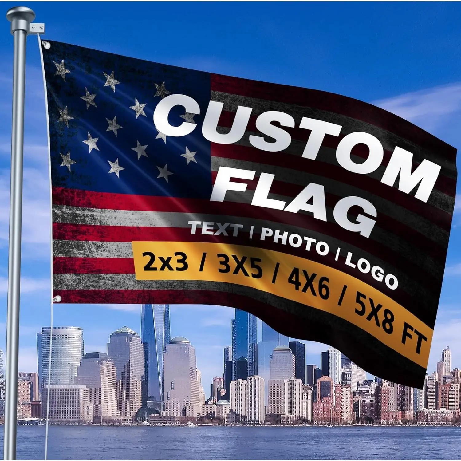 Flag 3x5 Ft Double Sided For Outdoors - Design Your Own Logo/Photo/Picture/Text - Personalized Flags Room Wall Decoration - Customized Two Side Flags Banners Gift for Outside Indoor