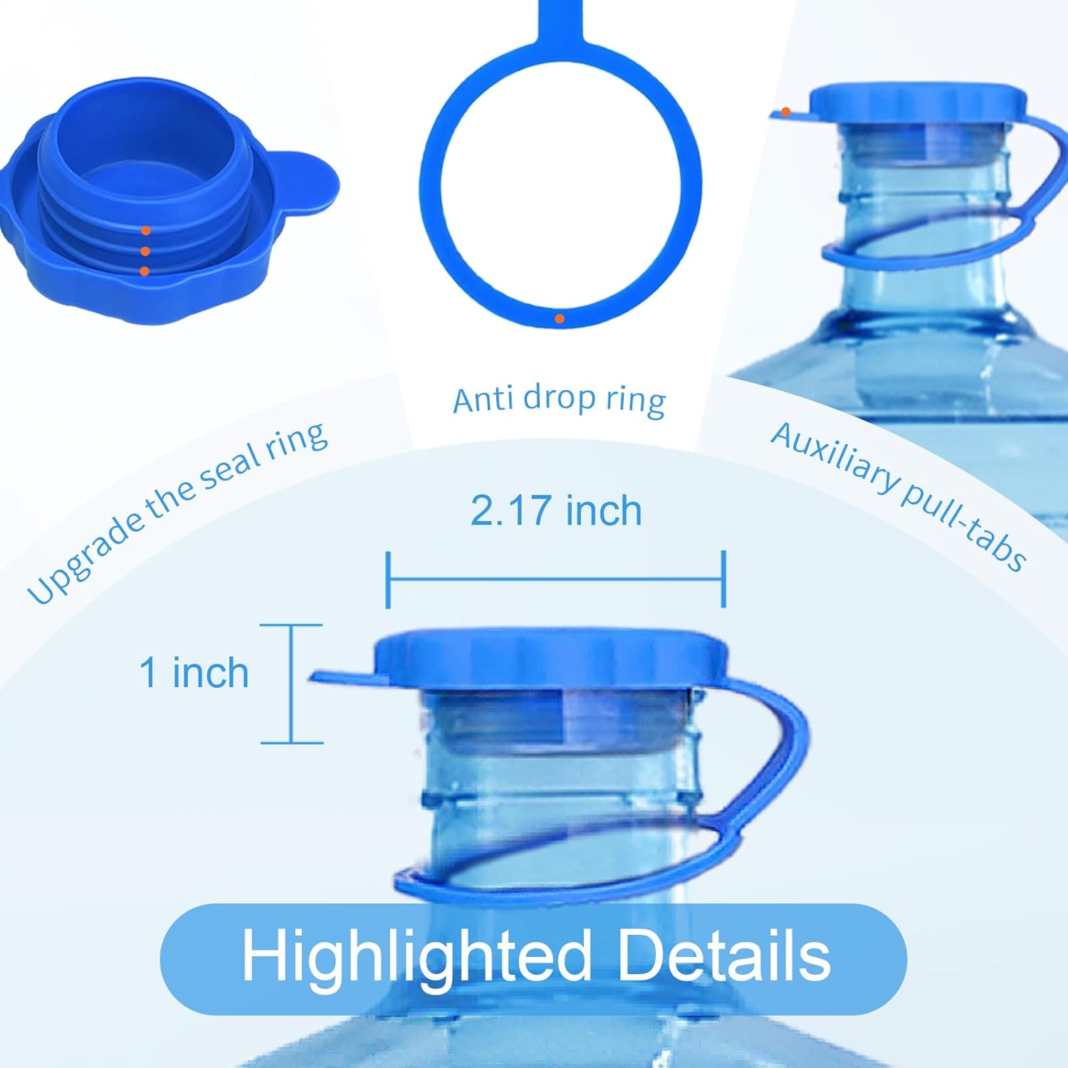 【3 PCS】3 & 5 Gallon Water Jug Cap, Reusable Replacement Cap, Upgrade Non Spill Bottle Caps Fits 55mm Water Jug (3) Drinkware Silicone Disposable Cup Mug 【3 PCS】3 & 5 Gallon Water Jug Cap, Reusable Replacement Cap, Upgrade Non Spill Bottle Caps Fits 55mm Water Jug (3) Drinkware Silicone Disposable Cup Mug