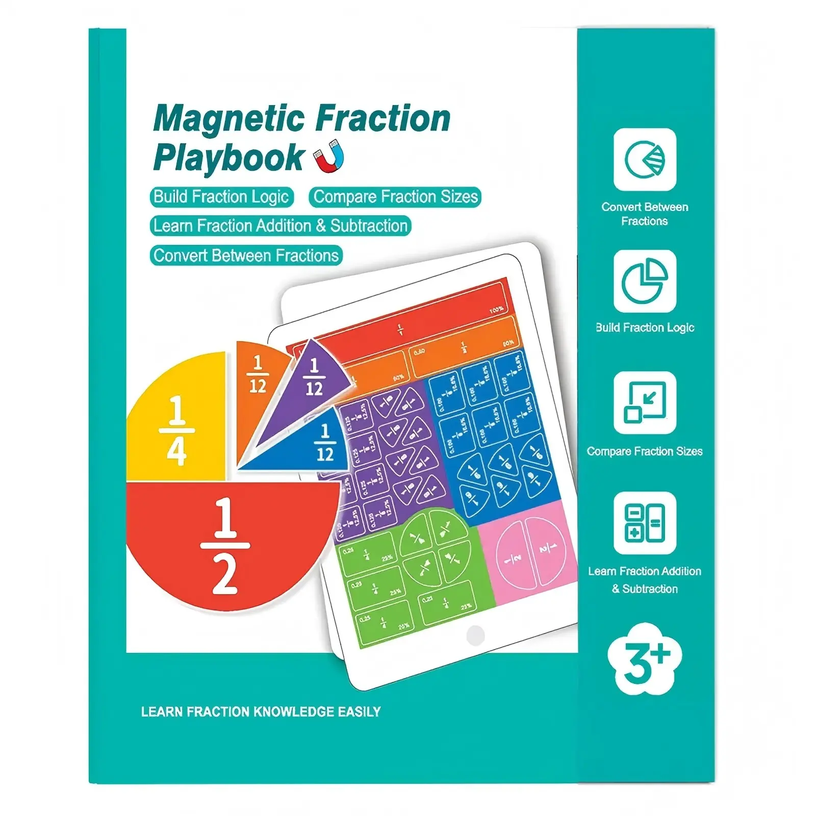 2026 Upgraded Magnetic Fraction Demonstration Book, Fridge Magnet Math Learning Toy, Portable Kids Math Educational Gift, Teacher Appreciation Present, Summer Sale