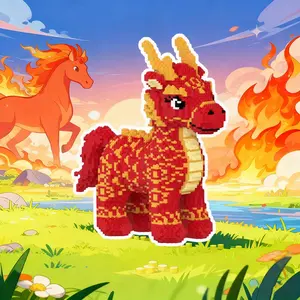 Flame Horse 3D Puzzle Building Blocks Animals Decoration, Bookshelf Home Office Cabinet Decor, Party Living Room TV Stand Display Gift