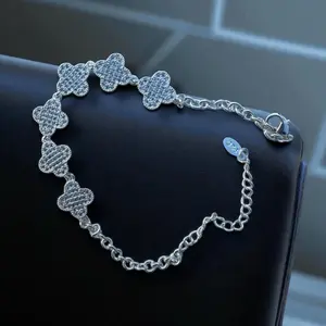 925 silver clover bracelet for women 10 inches long