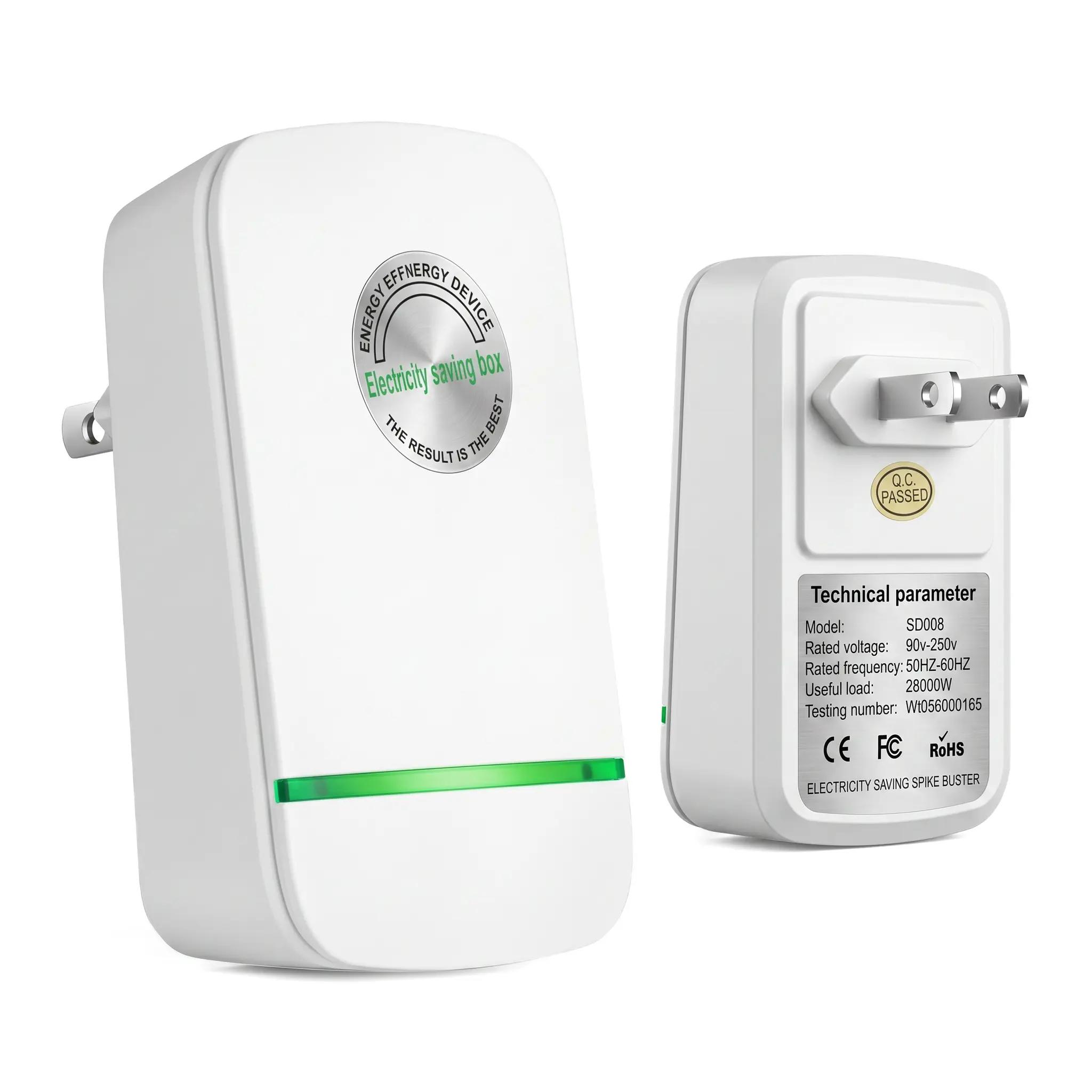 US Plug 28KW Power Factor Correction Home Accessory - AC Power Supply Electricity Saving Box with Surge Protection, Thermoregulation, Fireproof Shell, Leakage Protection, Plug-In, Green Light, Done, 90V-250V Easy Use
