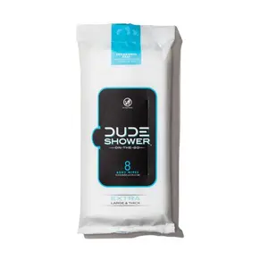 DUDE Disposable Wet Wipes - Travel Wipes, Household Cleaning Supplies, Mini Travel & Compact Handheld Cleaning Supplies, 8-Count per Pack, 12-Pack, Sturdy, Durable, Convenient Designs