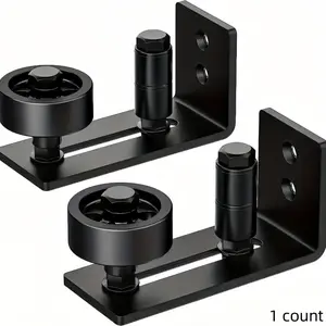 Adjustable Sliding Barn Door Bottom Guide, Flush-fit Floor Roller with Steel Frame, Easy Install Furniture Hardware for Home