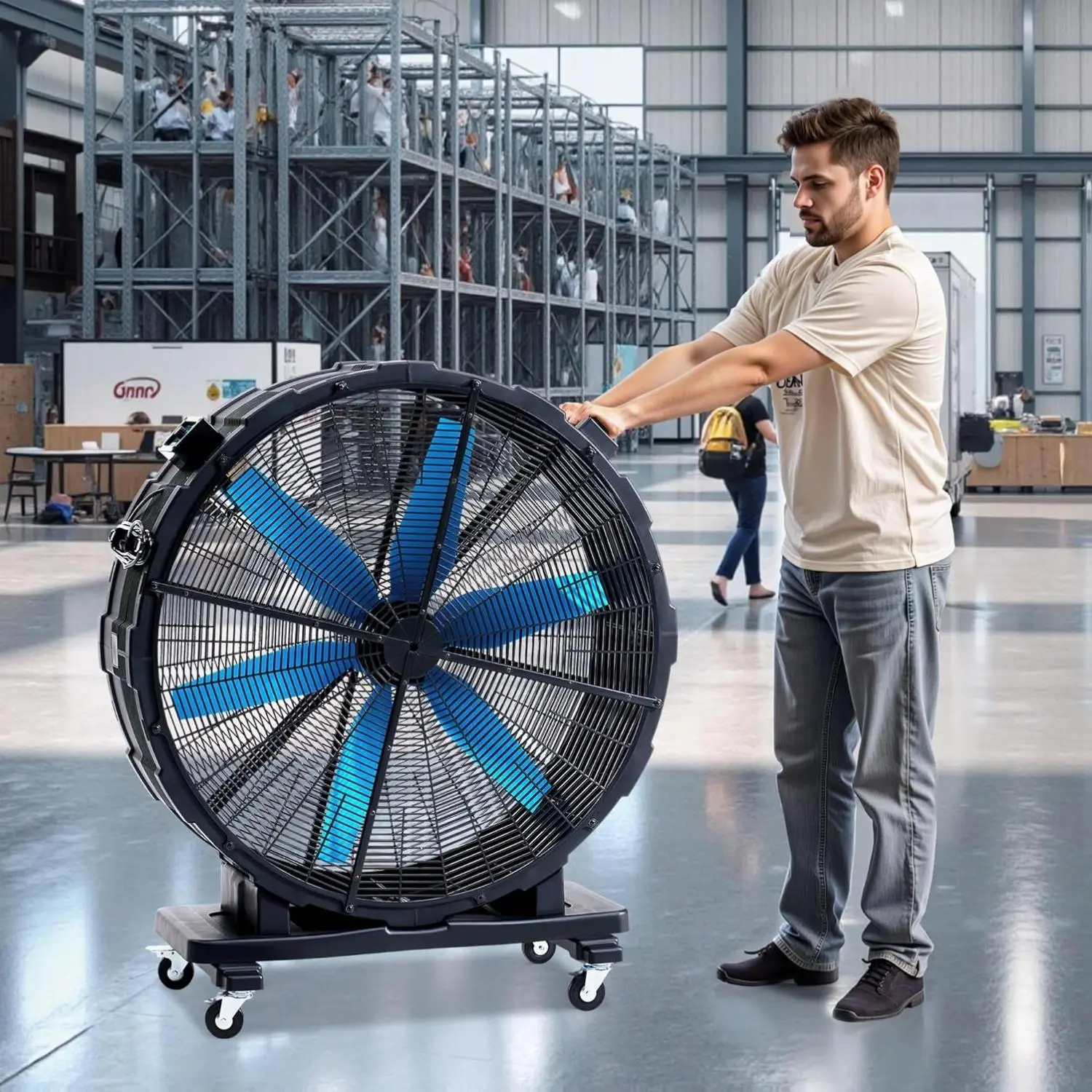 AMERLIFE Industrial Drum Fan,  42 inch 550W, 48 inch 750W Plastic High Velocity Floor Fan with Wheels and 3 Speed, Air Flow 12,950/17,660 CFM, Ideal for Commercial, Garage, Warehouse, Workshop, Factory[tiktokshopbacktoschool][SohoChic]