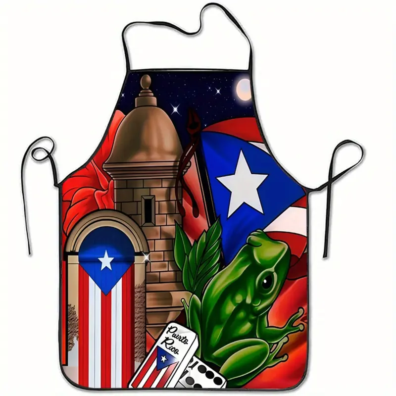 Puerto Rican Style Pattern Apron, 1 Count Polyester  Kitchen Apron for Cooking, Christmas Gift,﻿Valentine's Day Gift,Cooking Apron for Women,Kitchen Essentials,Nails Design Tool,Kitchen Accessory, Kitchen Cooking Aprons