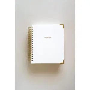 White Leather Gold Spiral V3 Undated Modern Christian Planner w Tabs and Gold Corners – Faith-Based Planner - Bible Study, Sermon Notes, Prayer Requests, Goal Setting, Finances & More