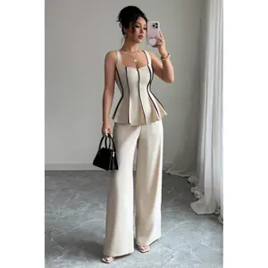 ZAFUL Women's Temperament And Elegant Wind Camisole Undershirt Solid Color Pants Suit 2025 Summer