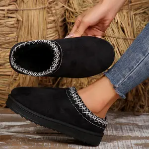 Women's Mini Snow Boots Plush Fleece Lined Slip On Clogs Platform Slippers Indoor Outdoor Shoes Lightweight Non Slip Home Footwear