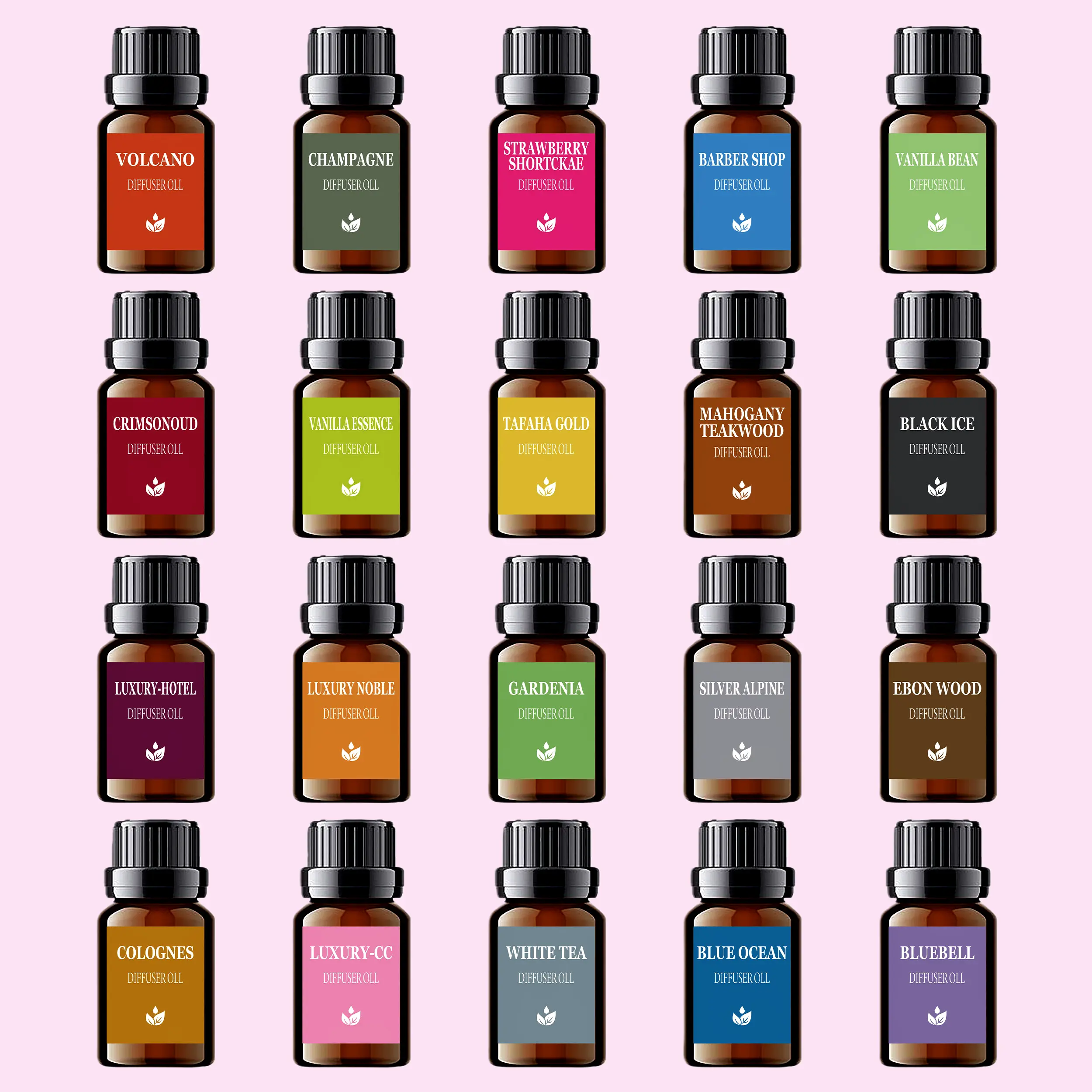 20-Pack 10ml Multiple Essential Oils Aromatherapy Set - Long-Lasting Freshener, Perfume Refill Liquid for Aroma Diffusers, Humidifiers, Home Supplies, Car Aromatherapy, Birthday Gift Set