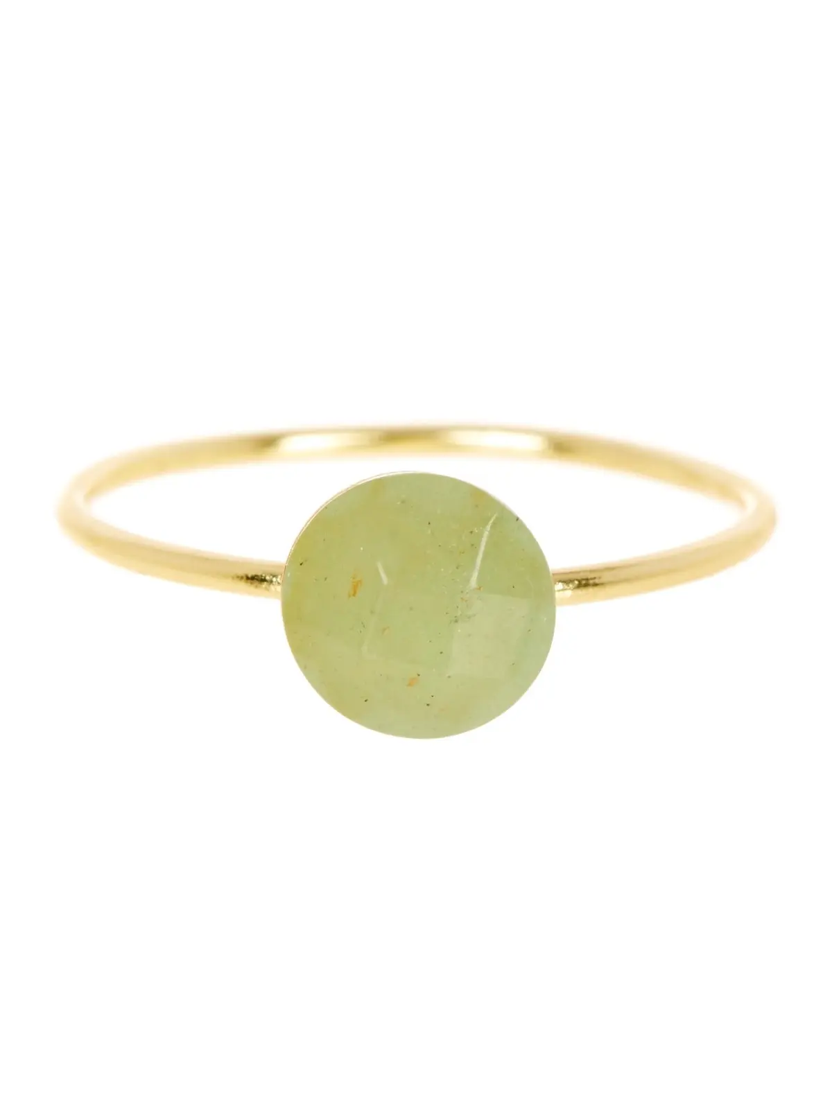 Green Aventurine Fancy Cut Round Ring In Gold