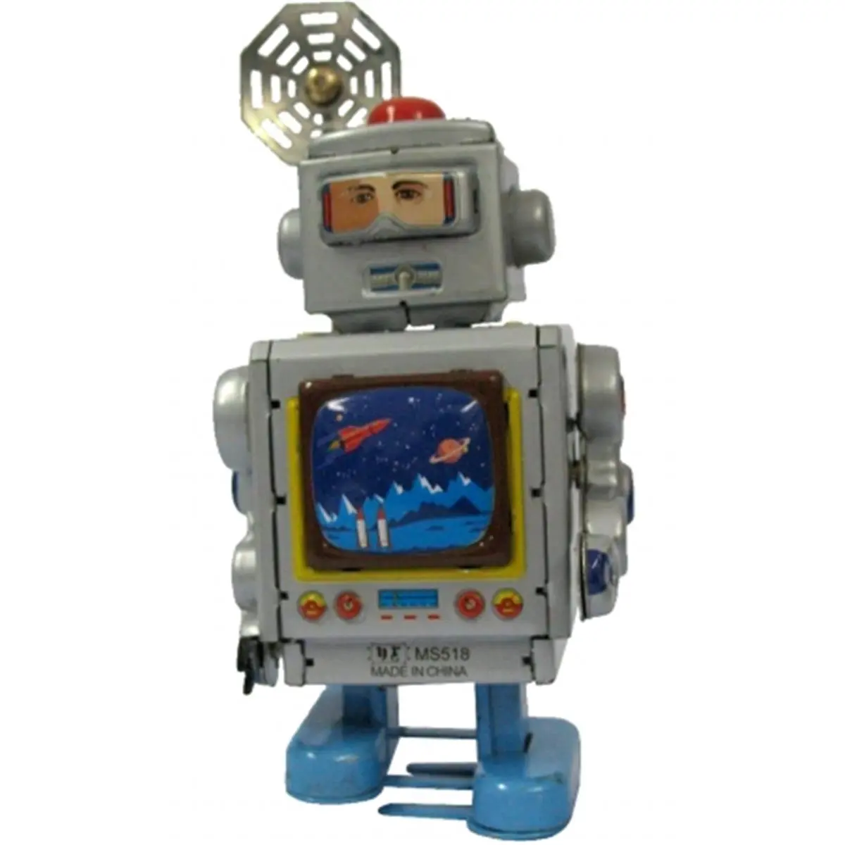 212 MAIN SHAN MS518 Wind-Up Collectible Silver Metal Robot Tin Toy - Farm Animal & Poultry Pet Supply, Adult Collectible Item, Collectible Silver Robot, Wind-Up Silver Robot
