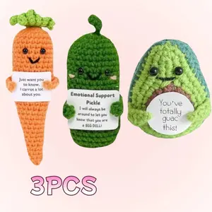 3PCS  Modern Funny Desktop Decorative Ornaments with Card Cute Knitted Crochet Soft for Friend Gifts Perfect for Gifting