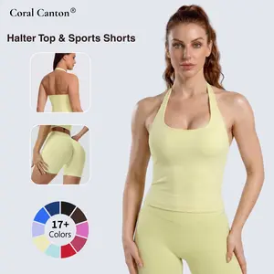 Coral Canton Halter Top & Sports Short Set