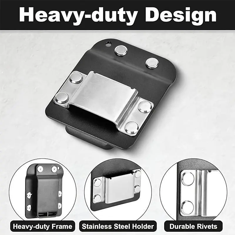 Heavy Duty Cordless Drill Holster Set – Low Profile Hook & Clip Holder with Tear Resistant Pouch for Impact Drivers, Nail Guns & Tools – Fits up to 2 Inch Belts, Hook & Loop Secure Closure, Must Have DIY Work Gear Organizer