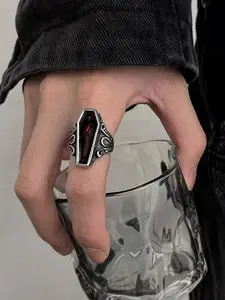 Vampire Coffin Cross Ring, Skull Series, Octagram, Zombie Coffin Resin Ring, Unisex Vintage Punk Hip Hop Style, Halloween Gift