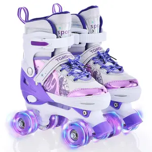 TOMSHOO Roller Skates for Girls Boys for Kids 4 Size Adjustable Light Up Sport