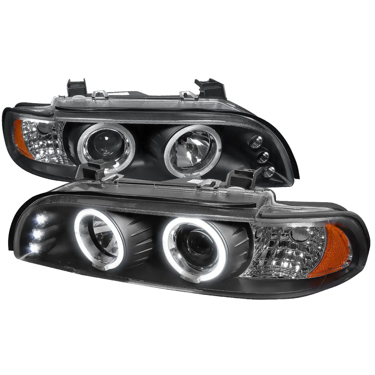 1996-2003 BMW E39 5 Series Dual Halo Projector Headlights (Matte Black Housing/Clear Lens)