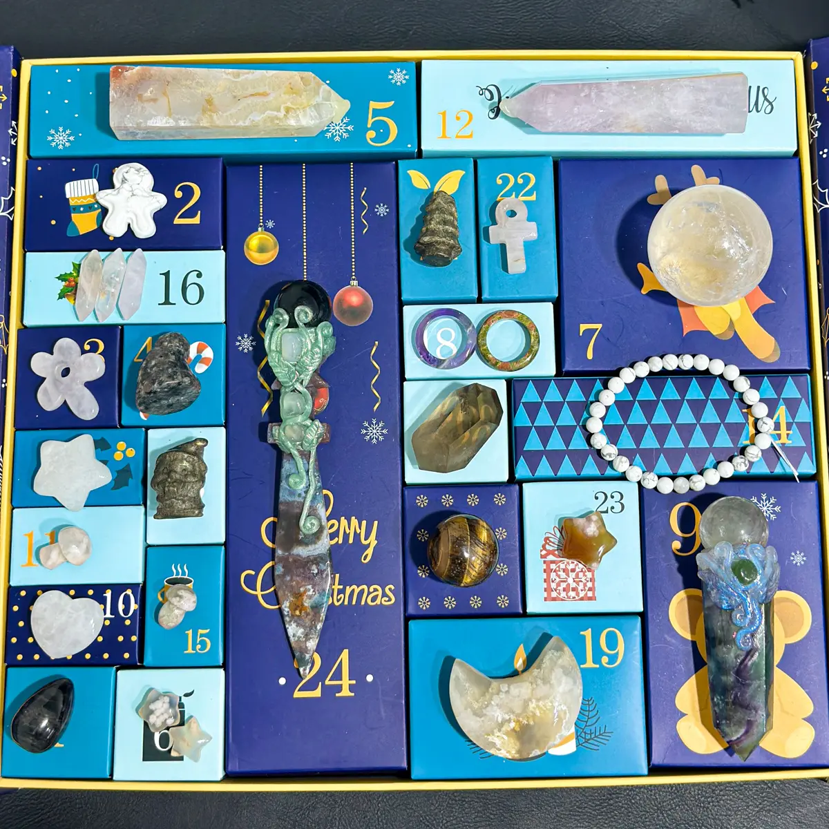 【Star Gate】1 count Luxury Crystal Advent Calendar 24 Days – Unique Healing Stones & Christmas Surprise Gift Set