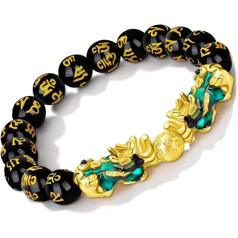Unisex Feng Shui Wealth Charm Bracelet - Latest Model with Obsidian Color-Changing Dragon Motif Beads, Mystic Charm, Geometric Design, Blue Friendship & Red Variants, Home Gift Supply, Enhances Energy, Festival Party Gift