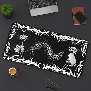 Tokyo Ghoul Gothic Centipede Mouse Pad, Large Gaming Desk Mat with Dark Floral and Horror Art Design for Aesthetic Gamer and Office Setup Weirdcore Pad