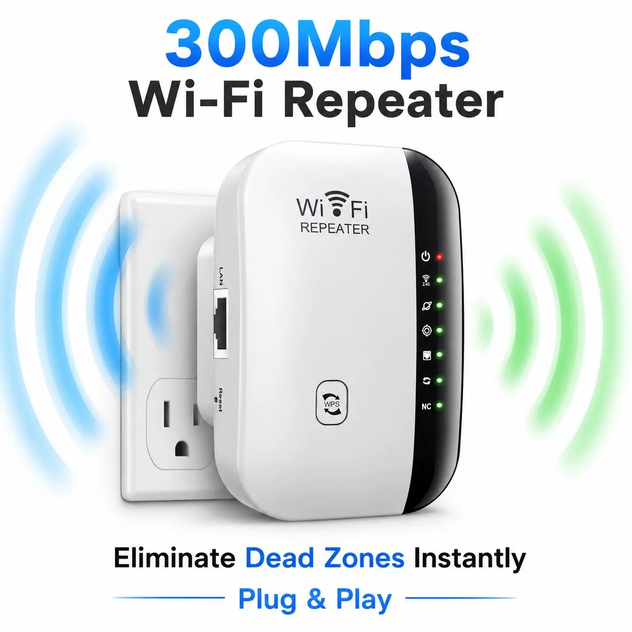 No More Weak WiFi! 300Mbps Wireless WiFi Extender Signal Booster for Home – One-Tap Setup