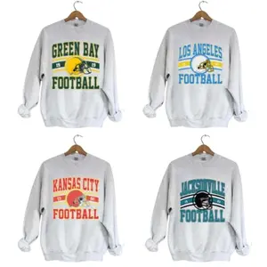 Vintage Football Sweatshirt, All Team Football Ash Grey Sweatshirt, Football Game Outfit Sweatshirt, For Women And Men.