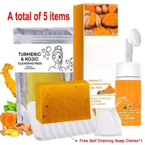 Turmeric Cleansing Mousse,Turmeric Wash and Care Three Piece SetTurmeric Tablets,Turmeric Soap Facial Cleansing Skincare FacialCleansing Cleanser Comfort