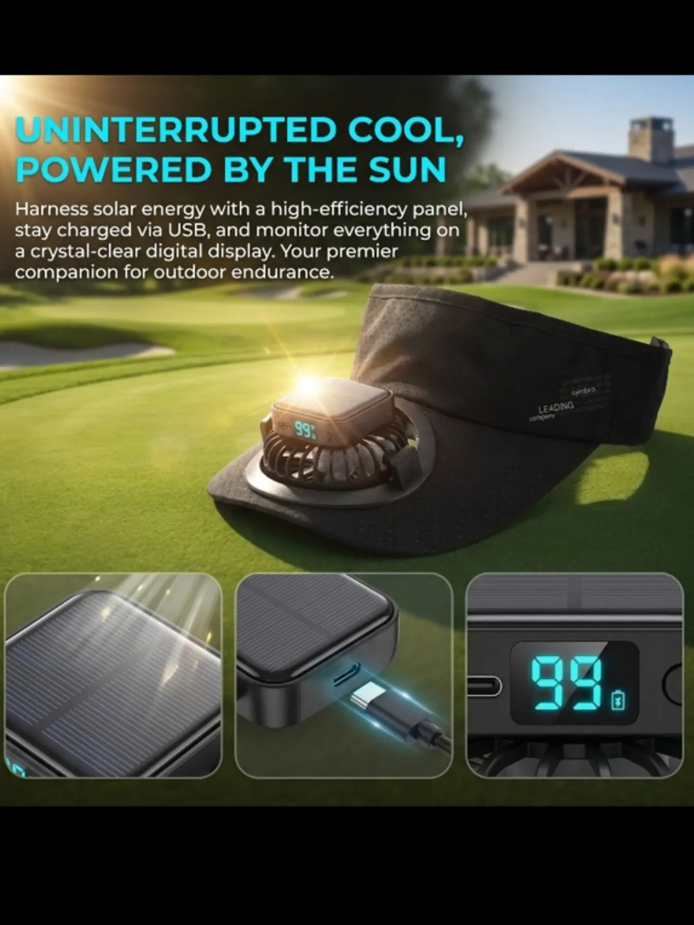 Women's Summer Travel Fan Baseball Cap, USB/solar Powered, 360° Rotating Fan, Breathable Mesh Sunhat, Outdoor Beach Hat, Solar Charging Hat, Cooling Hat, Solar Chargeable Hat, Outdoor Ventilated Cap