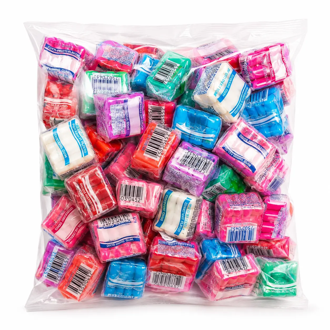 Mexican Chewing Gum, Assorted Flavors, 90 Mini Packs, 1 Lb Bag | Violet, Fruit, Mint, Cinnamon, Individually Wrapped Gum Bulk