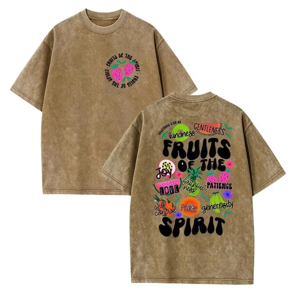 Fruit of the Spirit Christian Graphic Tee Bible Verse Shirt Scripture Faith Based Jesus Religious T Shirt Trendy Church Wear Inspirational Unisex Cotton Short Sleeve Casual Streetwear Fashion Top Gift for Believers Everyday Faith Apparel