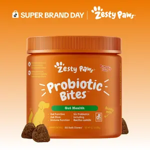 Zesty Paws Probiotic Bites for Dogs - Canine Nutritional Supplement with Six Probiotics for Gut Health & Immune Function