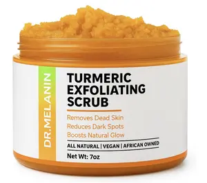 Dr.Melanin Turmeric Exfoliating Scrub Body Care Cleanser - Removes Dead Skin Reduces Dark Spots Boosts Natural Glow All Natural Vegan African Owned