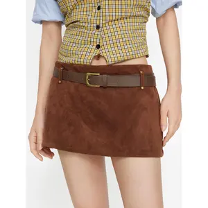 Cider Suede Low Rise Mini Skirt With Belt SwimWeek