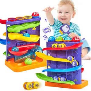 Hahaland 2 in 1 Pound Ball Toy & Car Ramp Race Track / Pop Up Montessori Toys  with Hammers,Toddler Toys for 1 Year Old Boy，Learning Early Developmental Montessori Toys for 2 Year Old Christmas Birthday Easter Gifts