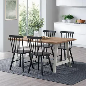 Duhome Classic Black Solid Wood Dining Chairs Set for Kitchen & Dining Room – Spindle Back, Sturdy, Comfortable Seating