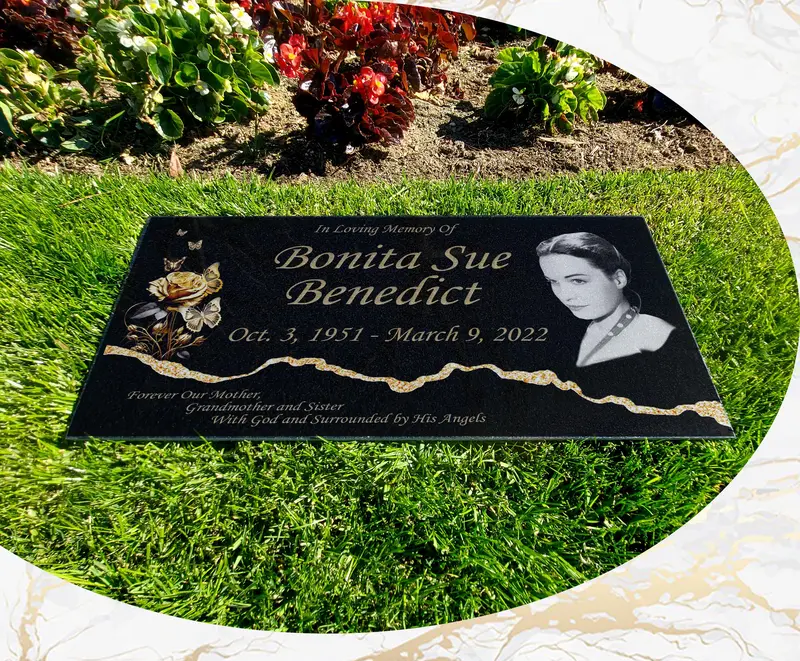 Human Headstone, Tombstone, Grave Marker, Granite, Diamond Engraved