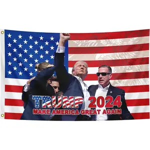 Trump Shootg Flag Trump 2024 Makes America Great Aga Tapestry College Dorm Room Decor Parties Ornaments Yard Banner With