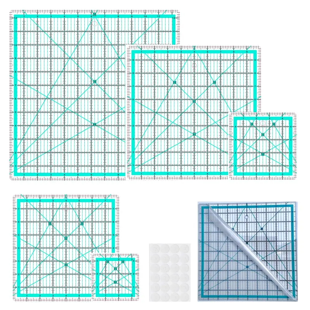 Quilting Rulers,Quilting Square Ruler for Sewing(3.5",5", 8",10",12.5")
