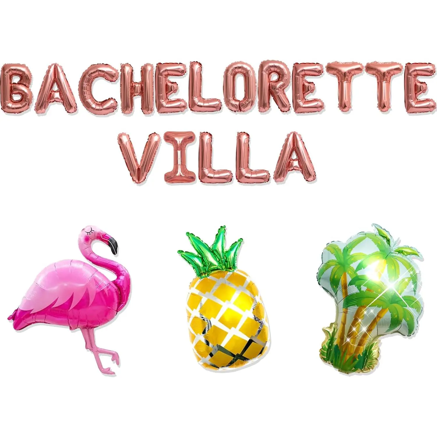 6ft Tropical Flamingo Palm Tree Leaf Marine-Grade Vinyl Banner Sign & 58-Piece Ring Kit with Pump, Tangle-Free Helium Ribbon, Removable Twine, Biodegradable Coastal Balloon Backdrop Decor for Bachelorette, Beachside Vow Renewals Events