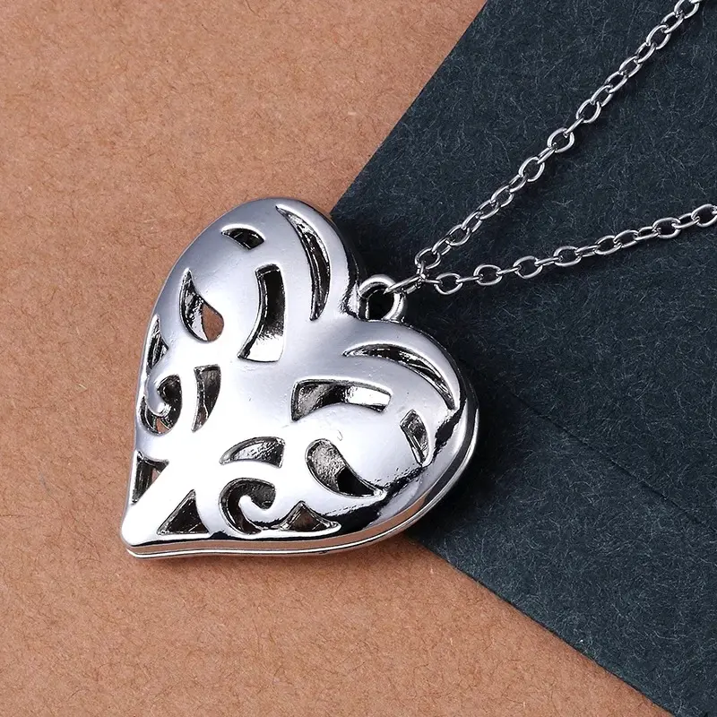 Hot The Vampire Diaries Necklace Originals Family Caroline Forbes Filigree Heart Locket Real Vervain Pendant Jewelry For Women
