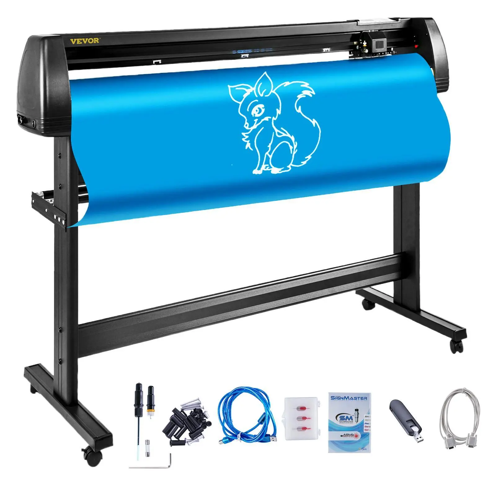 【DealsForYouDays】VEVOR 53" (1350mm) Vinyl Cutter Plotter Machine with Stand, LCD Screen, Signmaster Software, Robust Performance, Cutting Precision, 1350mm Paper Feed Office Equipment for Signage, Sticker Cutting, Pinstriping & Versatile Uses