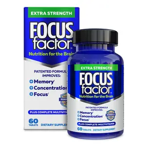 Focus Factor® Extra Strength - 60 Count - Brain Supplement for Memory, Concentration and Focus | Multivitamin with DMAE, Vitamin D, DHA