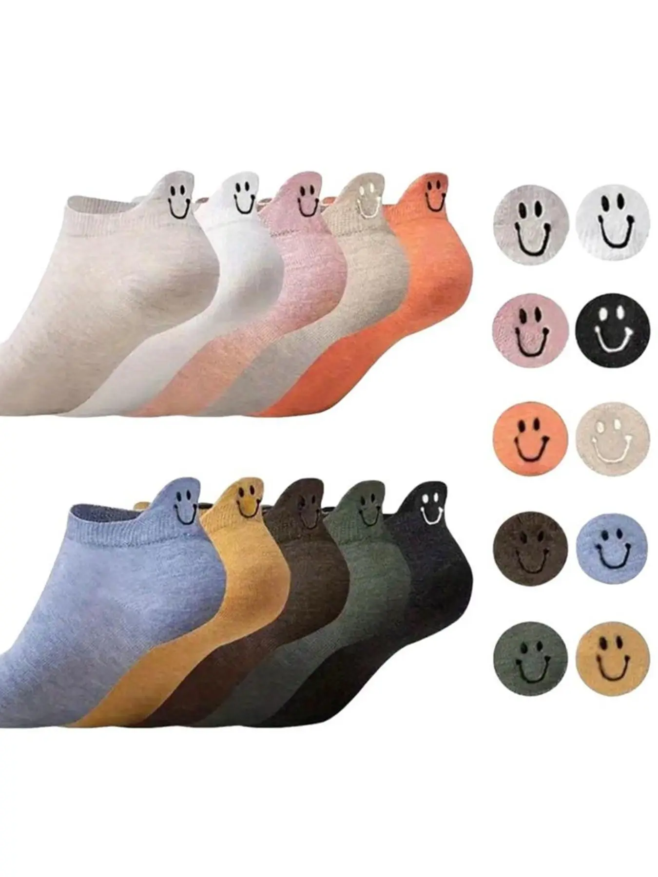 10 Pairs Cute Women's Embroidered Socks, Cotton, Breathable, Soft, Elastic, Fit, Low-Cut, Gentle Colors, Casual Wear, Maternity, Wedding Dress, Embroidered Design, Womenswear