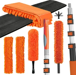 26FT Reach Ceiling Fan Cleaner Duster, Fan Blade Cleaner Kit with 5-20FT Extension Pole, Microfiber Duster & Replaceable Cleaning Cloth for Blades, Ceiling, Furniture