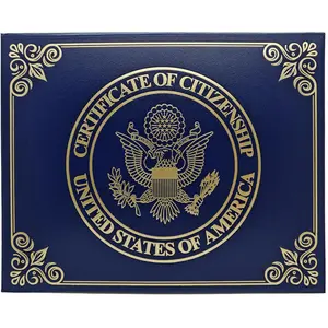 US Citizenship Certificate Holder – Padded Cover with Gold Seal – Naturalization Certificate Protector