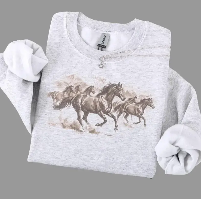 90s Western Horse Sweatshirt, Vintage Cowboy Pullover ,Country Desert Sweater ,Mustangs Sweatshirt