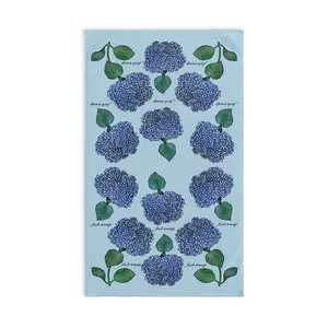 Slightly Subtle Hydrangea Towel on Light Blue, Floral Kitchen Decor, Gift for Gardeners, Blue Flower Towel, Spring Home Decor, Political Gag Gift